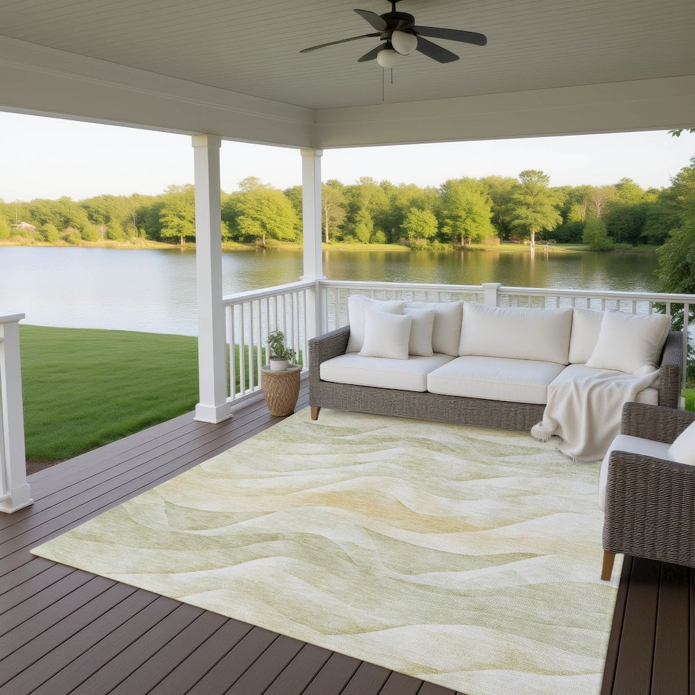Machine Washable Indoor/Outdoor Pacifica Aloe 2'6" x 3'10" Rug. Picture 6
