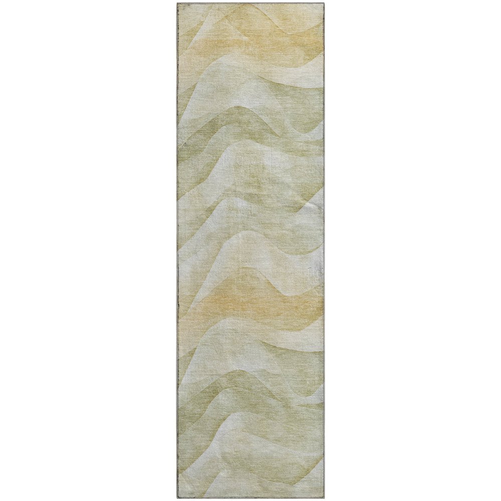 Machine Washable Indoor/Outdoor Pacifica Aloe 2'3" x 7'6" Runner Rug. Picture 1