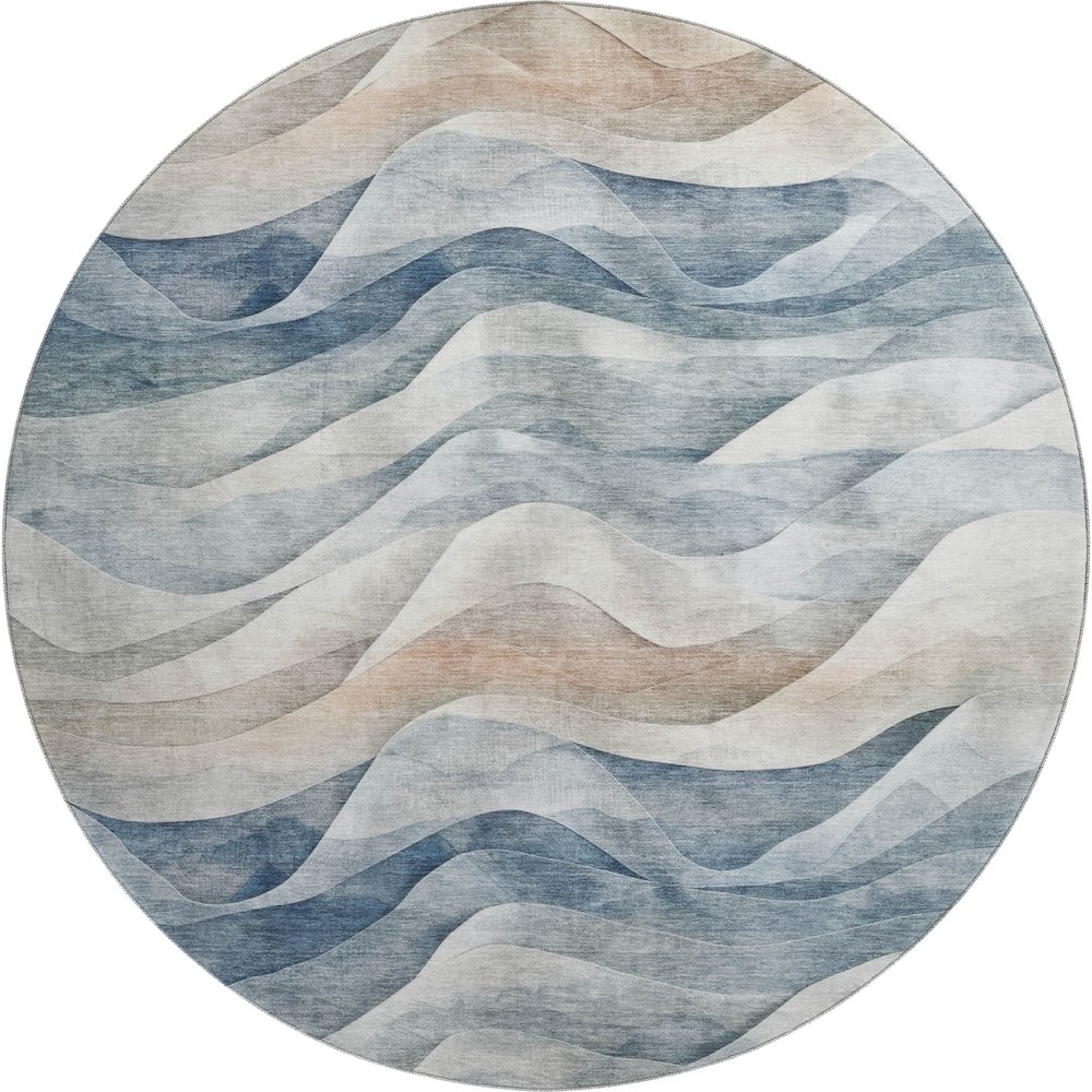Machine Washable Indoor/Outdoor Pacifica Blue 8' x 8' Round Rug. Picture 1
