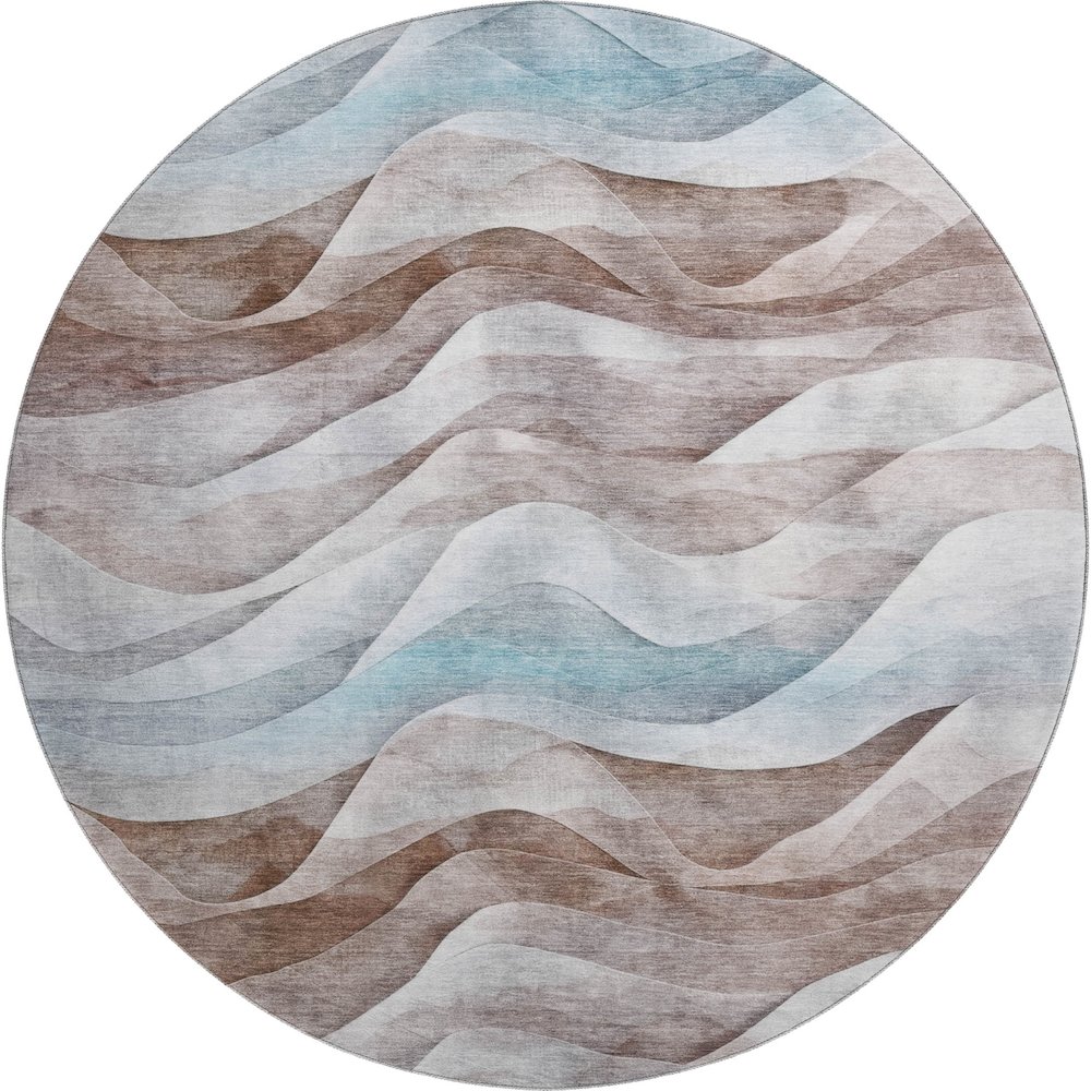 Machine Washable Indoor/Outdoor Pacifica Mocha 8' x 8' Round Rug. Picture 1