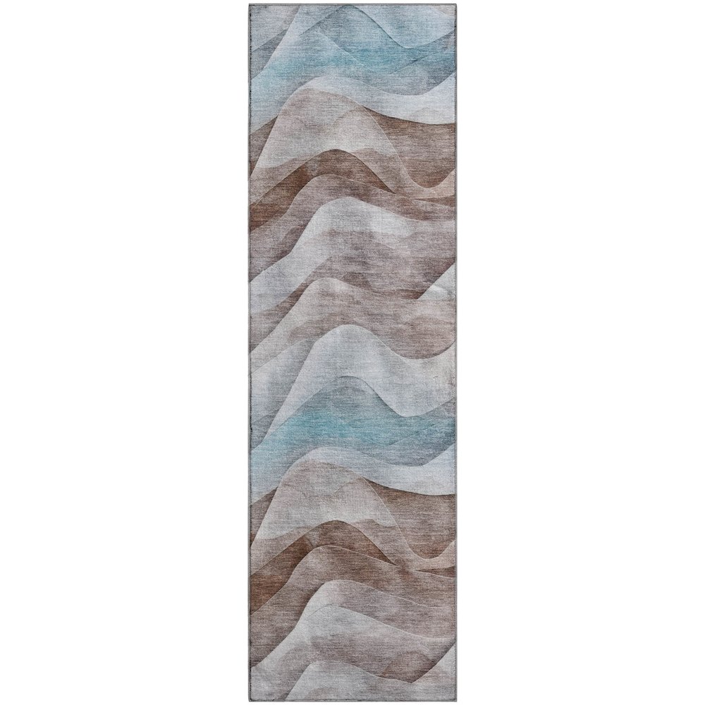 Machine Washable Indoor/Outdoor Pacifica Mocha 2'3" x 7'6" Runner Rug. Picture 1