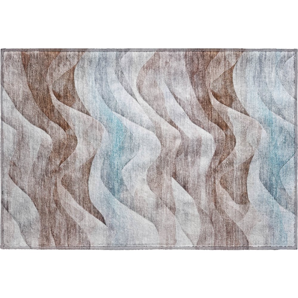 Machine Washable Indoor/Outdoor Pacifica Mocha 1'8" x 2'6" Rug. Picture 1