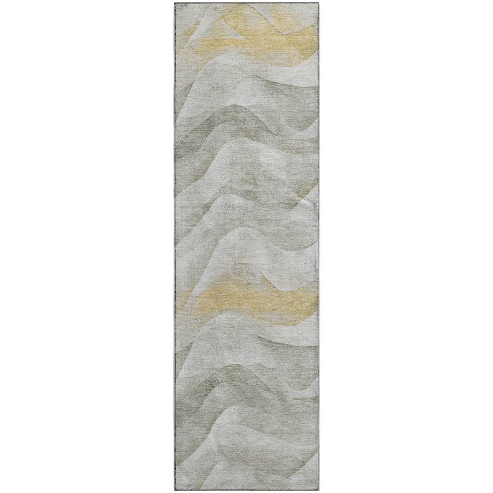 Machine Washable Indoor/Outdoor Pacifica Silver 2'3" x 7'6" Runner Rug. Picture 1