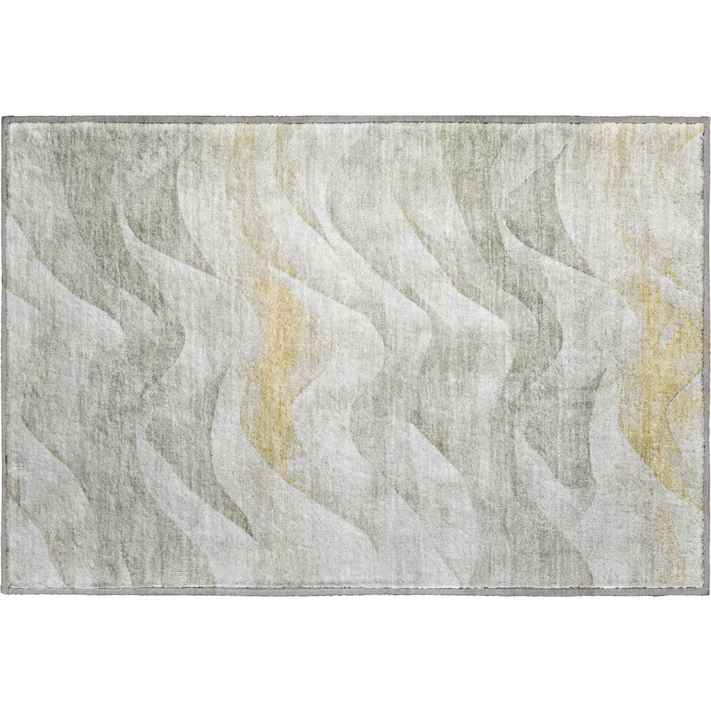 Machine Washable Indoor/Outdoor Pacifica Silver 1'8" x 2'6" Rug. Picture 1