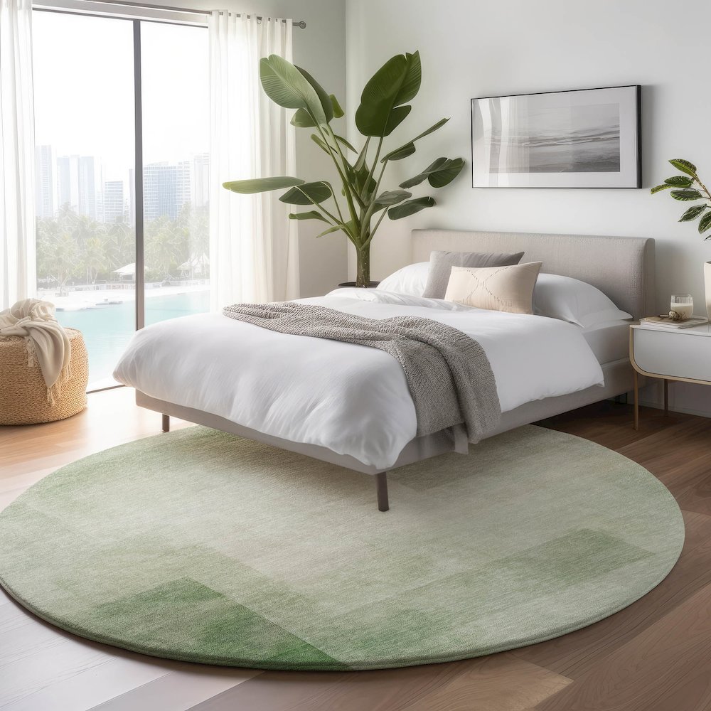Machine Washable Indoor/Outdoor Pacifica Aloe 8' x 8' Round Rug. Picture 5