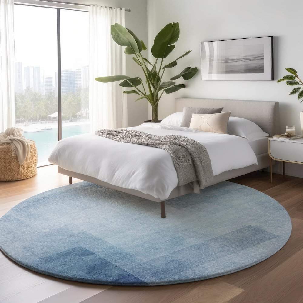 Machine Washable Indoor/Outdoor Pacifica Blue 8' x 8' Round Rug. Picture 5