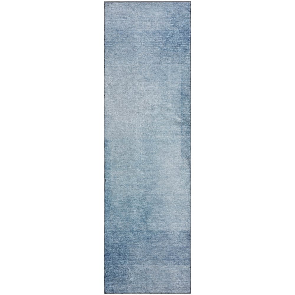 Machine Washable Indoor/Outdoor Pacifica Blue 2'3" x 7'6" Runner Rug. Picture 1
