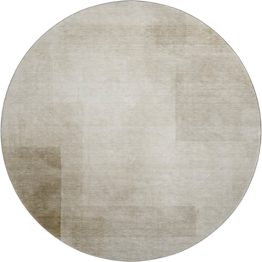 Machine Washable Indoor/Outdoor Pacifica Khaki 8' x 8' Round Rug. Picture 1