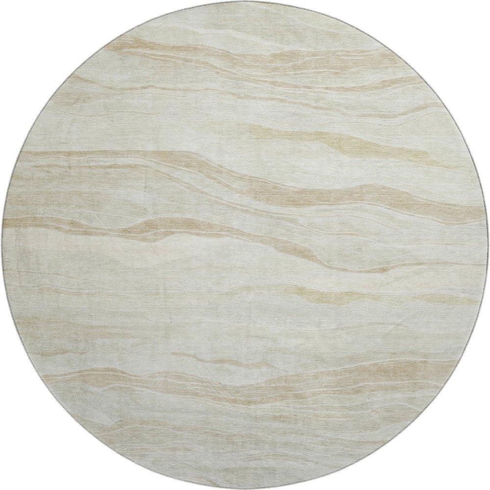 Machine Washable Indoor/Outdoor Pacifica Beige 8' x 8' Round Rug. Picture 1