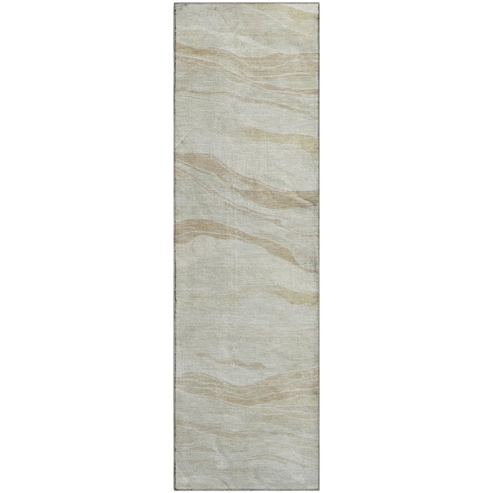Machine Washable Indoor/Outdoor Pacifica Beige 2'3" x 7'6" Runner Rug. Picture 1