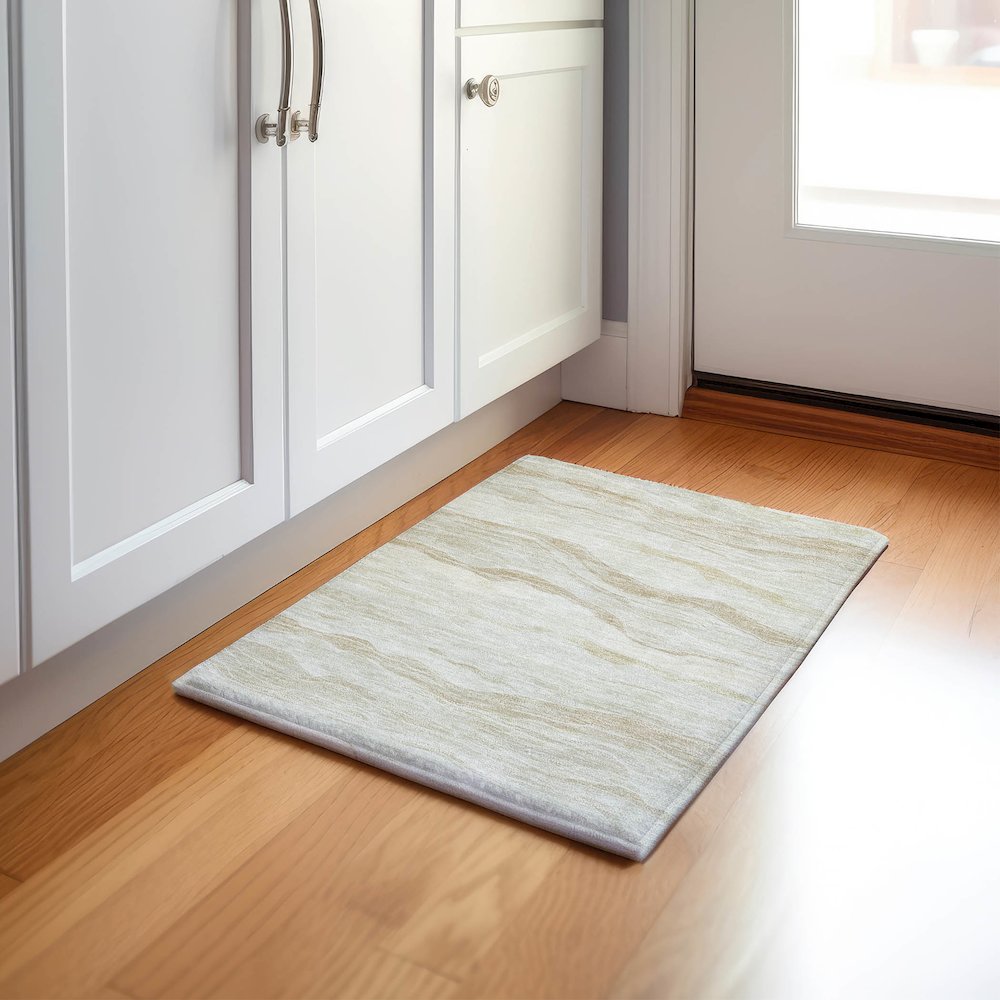 Machine Washable Indoor/Outdoor Pacifica Beige 1'8" x 2'6" Rug. Picture 5