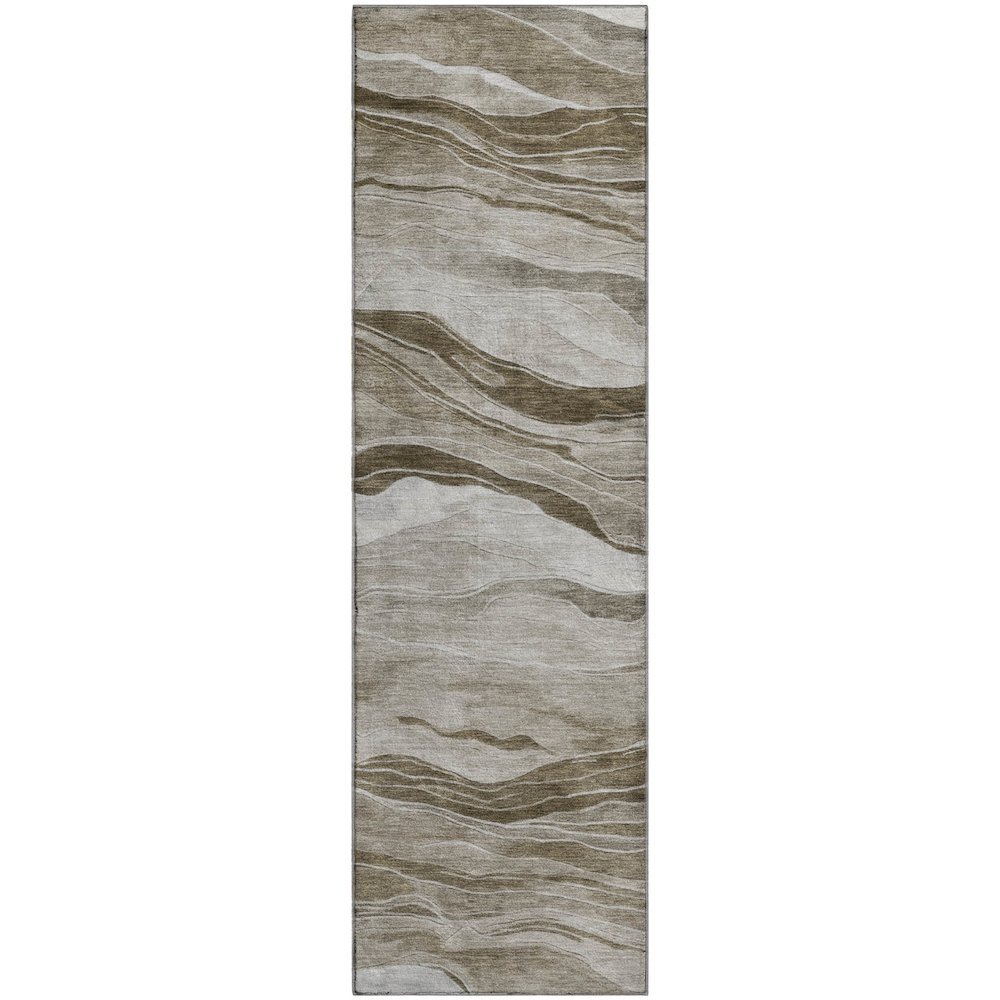 Machine Washable Indoor/Outdoor Pacifica Brown 2'3" x 7'6" Runner Rug. Picture 1