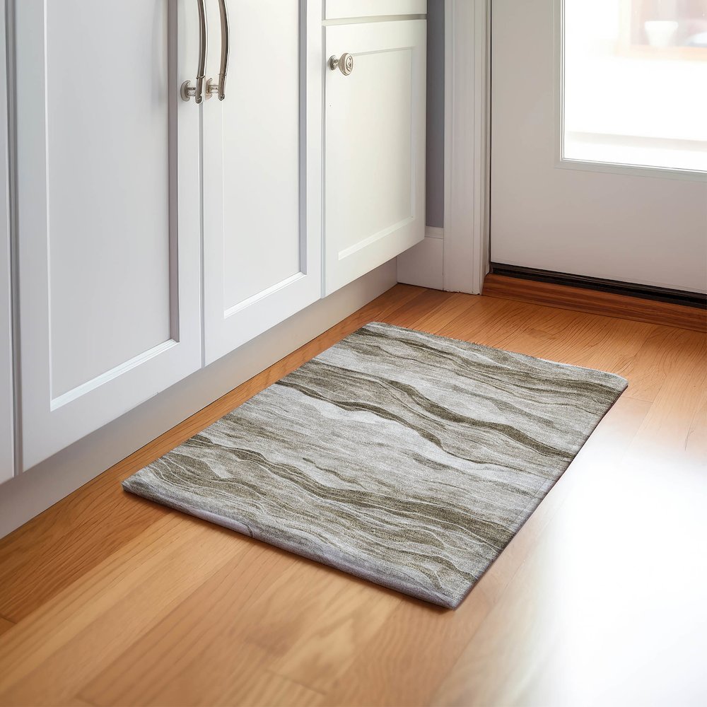Machine Washable Indoor/Outdoor Pacifica Brown 1'8" x 2'6" Rug. Picture 5