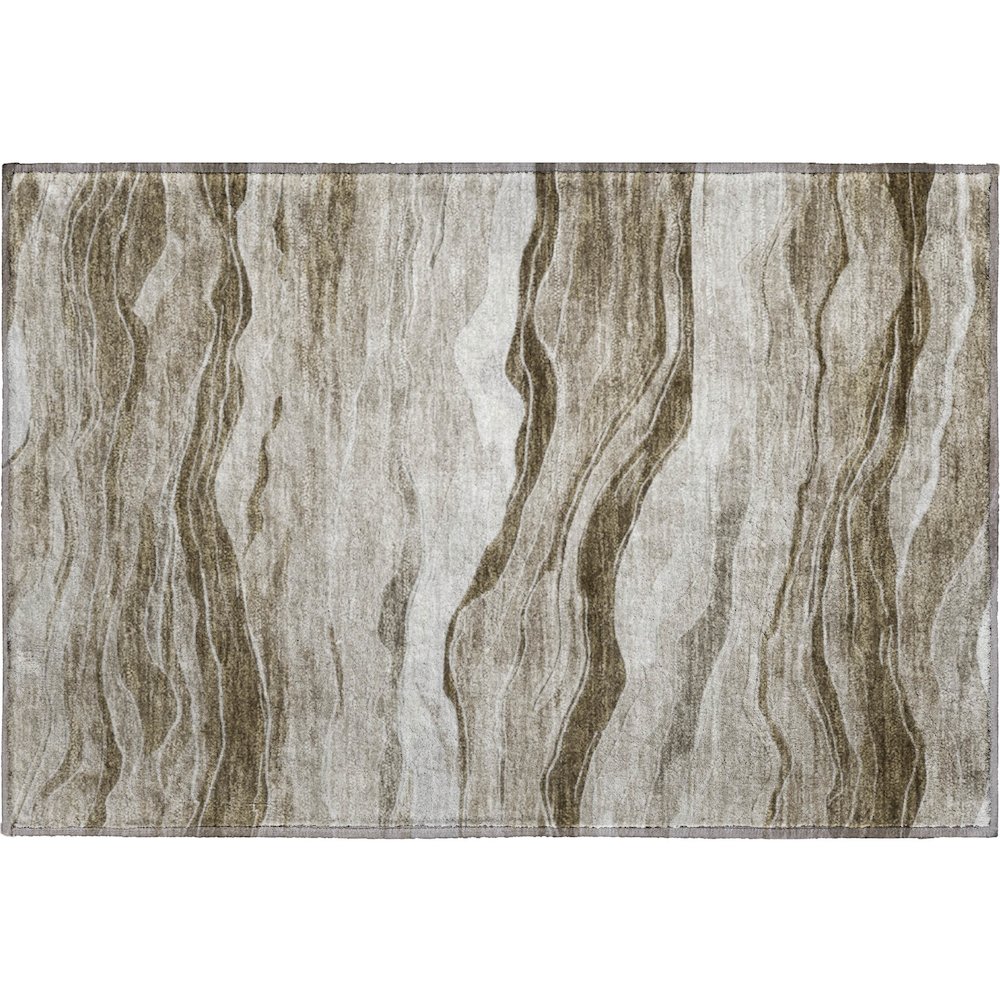Machine Washable Indoor/Outdoor Pacifica Brown 1'8" x 2'6" Rug. Picture 1