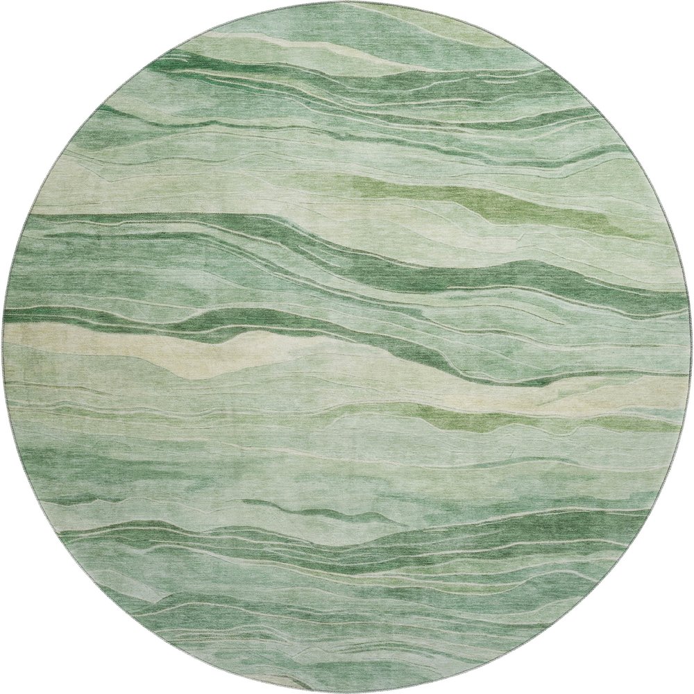 Machine Washable Indoor/Outdoor Pacifica Green 8' x 8' Round Rug. Picture 1