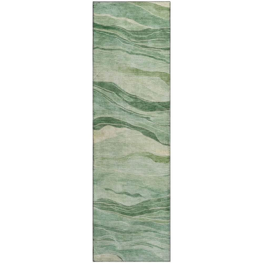 Machine Washable Indoor/Outdoor Pacifica Green 2'3" x 7'6" Runner Rug. Picture 1
