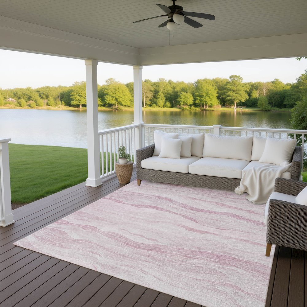 Machine Washable Indoor/Outdoor Pacifica Pink 2'6" x 3'10" Rug. Picture 6