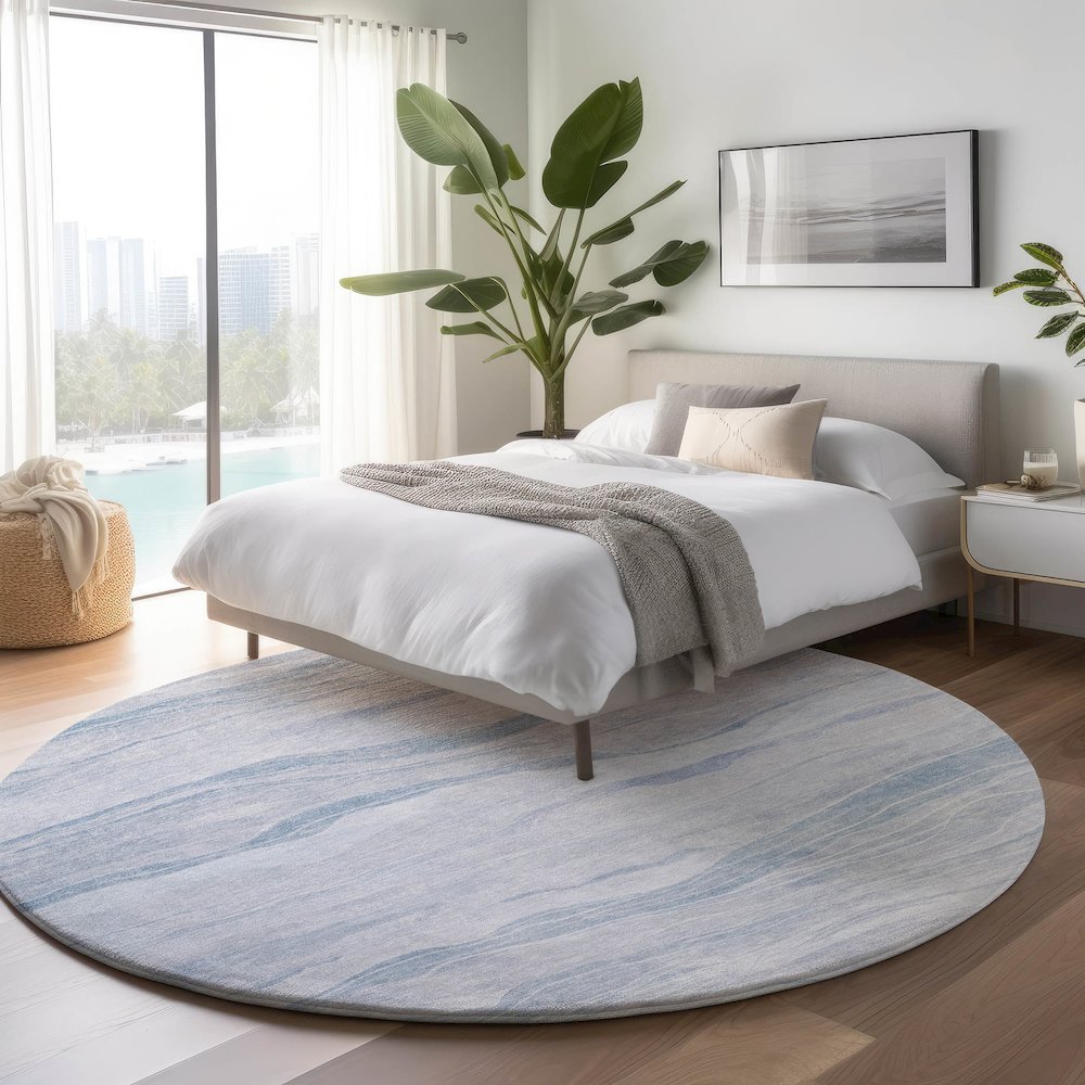 Machine Washable Indoor/Outdoor Pacifica Sky 8' x 8' Round Rug. Picture 5
