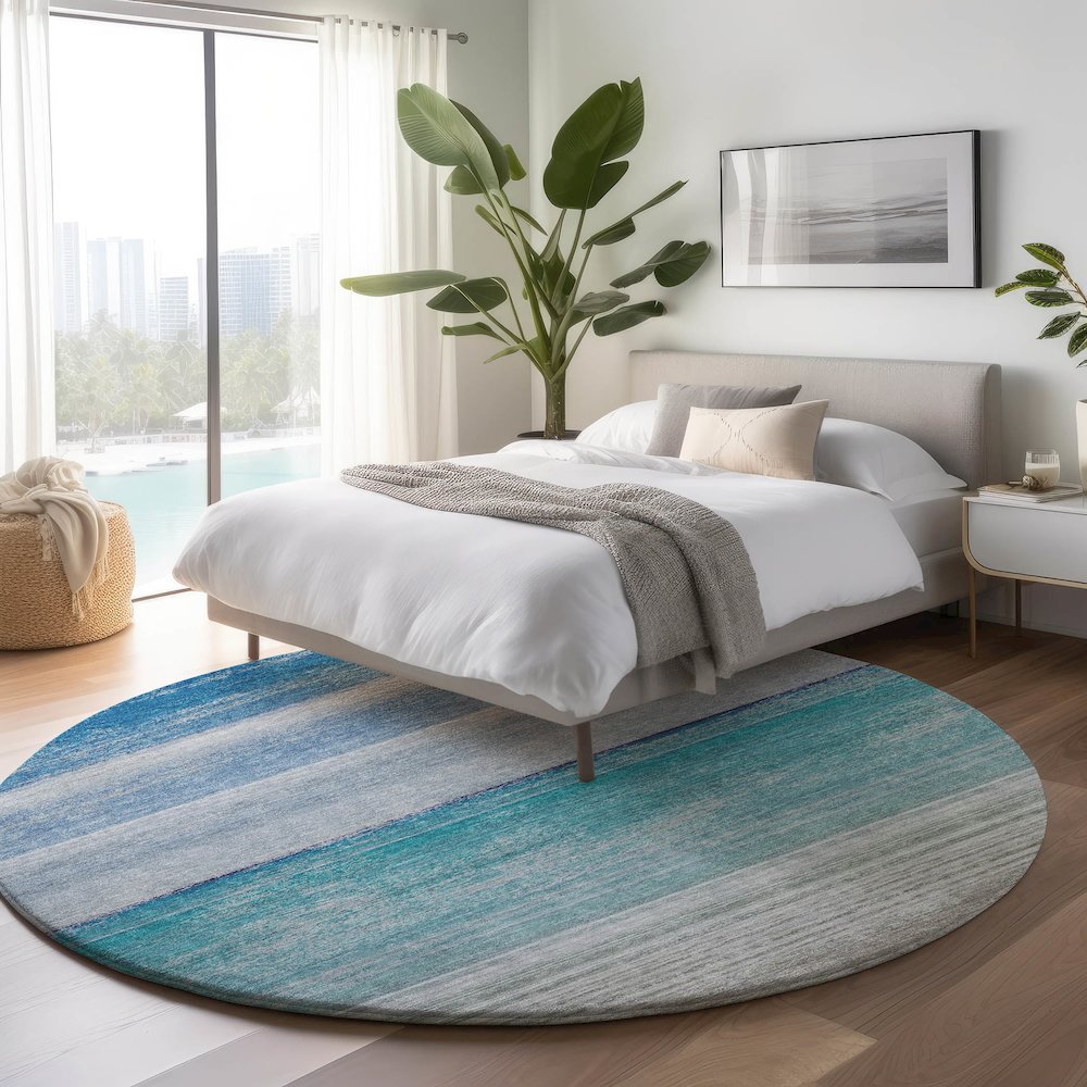 Machine Washable Indoor/Outdoor Pacifica Sky 8' x 8' Round Rug. Picture 5