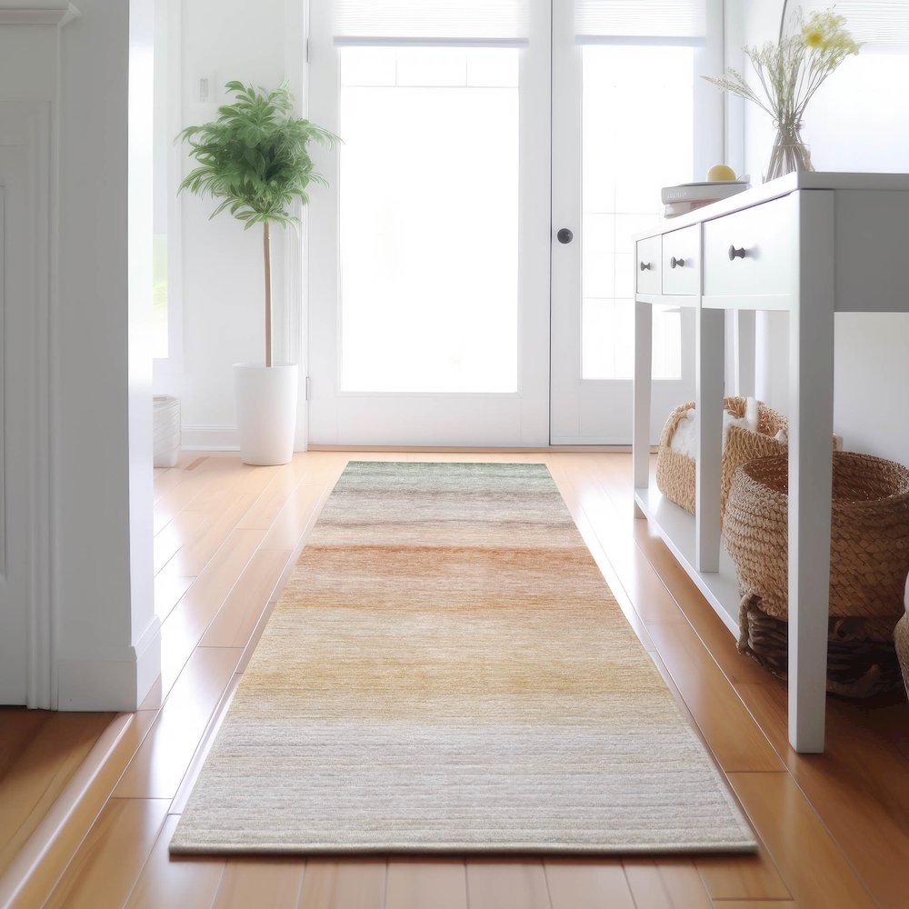 Machine Washable Indoor/Outdoor Pacifica Coral 2'3" x 7'6" Runner Rug. Picture 5