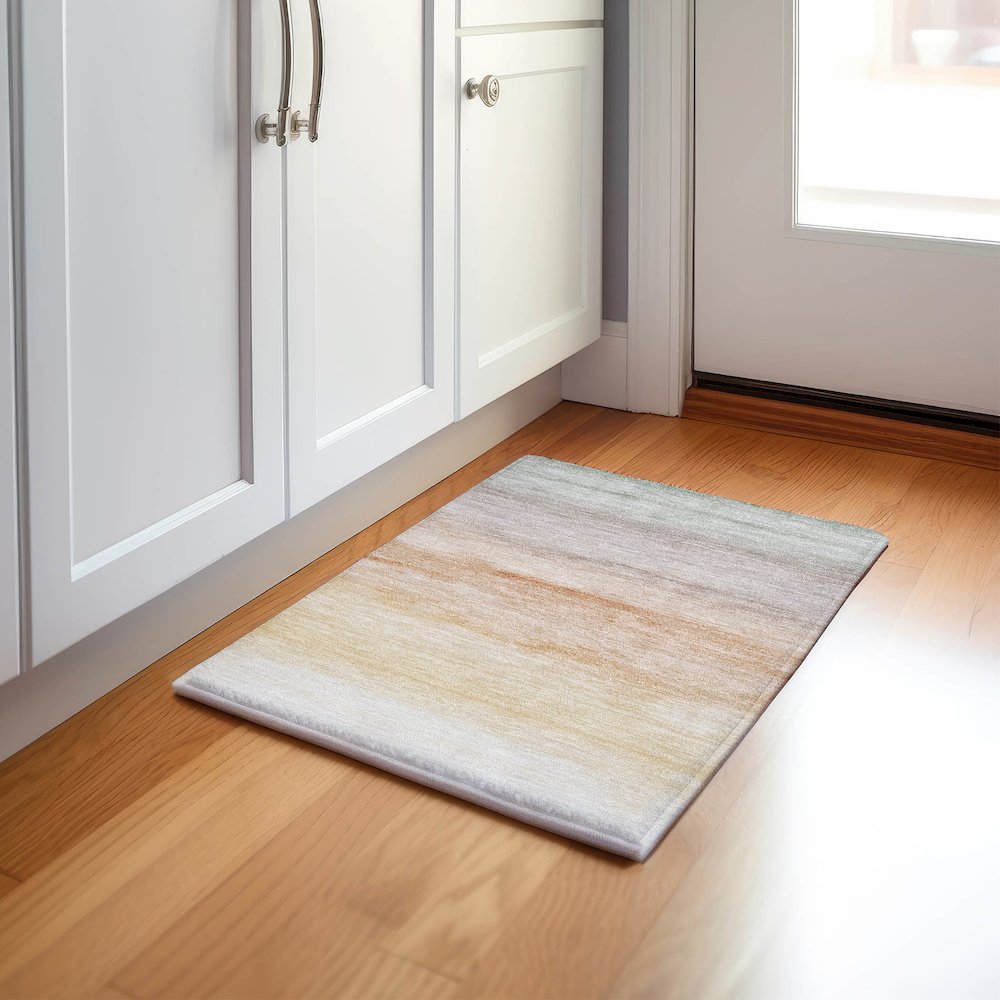 Machine Washable Indoor/Outdoor Pacifica Coral 1'8" x 2'6" Rug. Picture 5