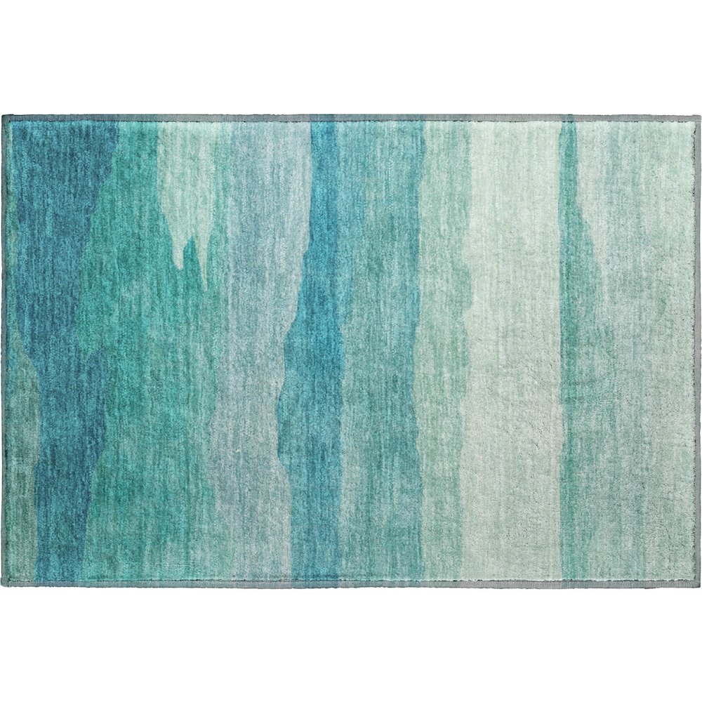 Machine Washable Indoor/Outdoor Pacifica Turquoise 1'8" x 2'6" Rug. Picture 1
