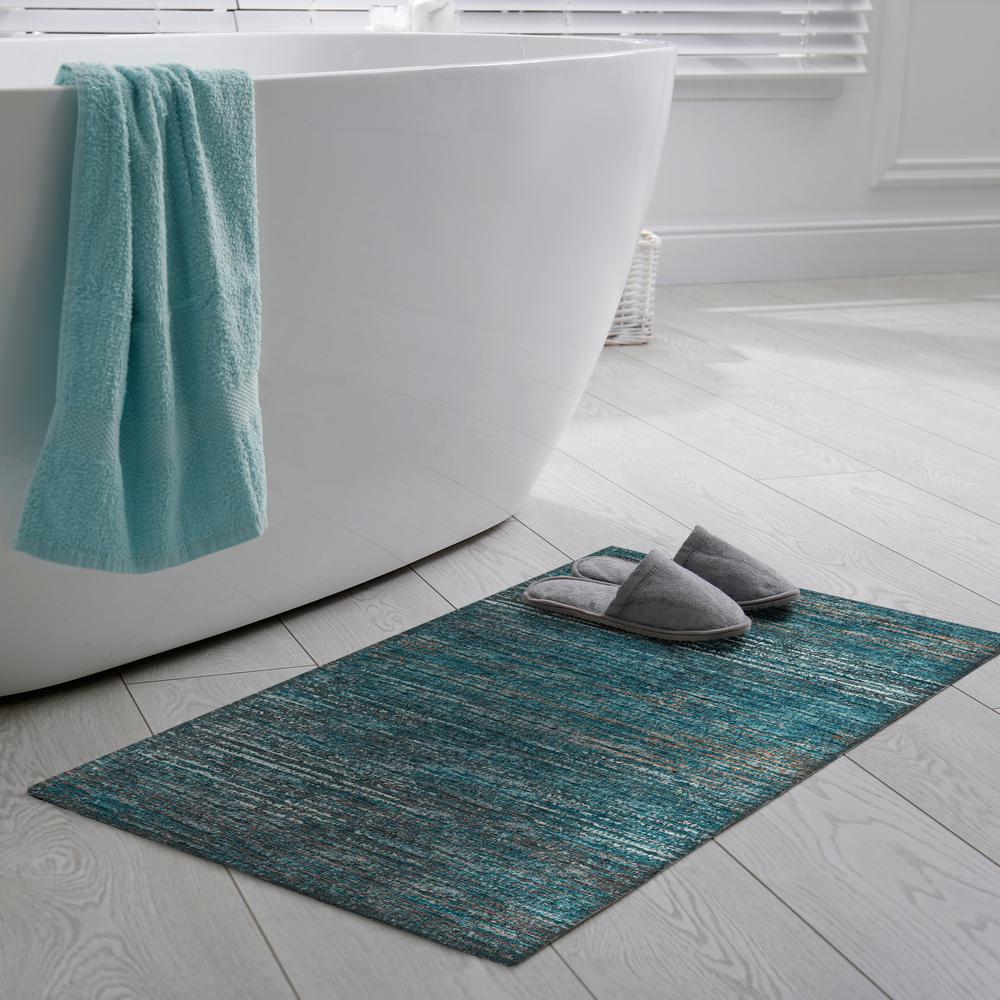 Marston Blue Transitional Striped 1'8" x 2'6" Accent Rug Blue AMA31. Picture 1