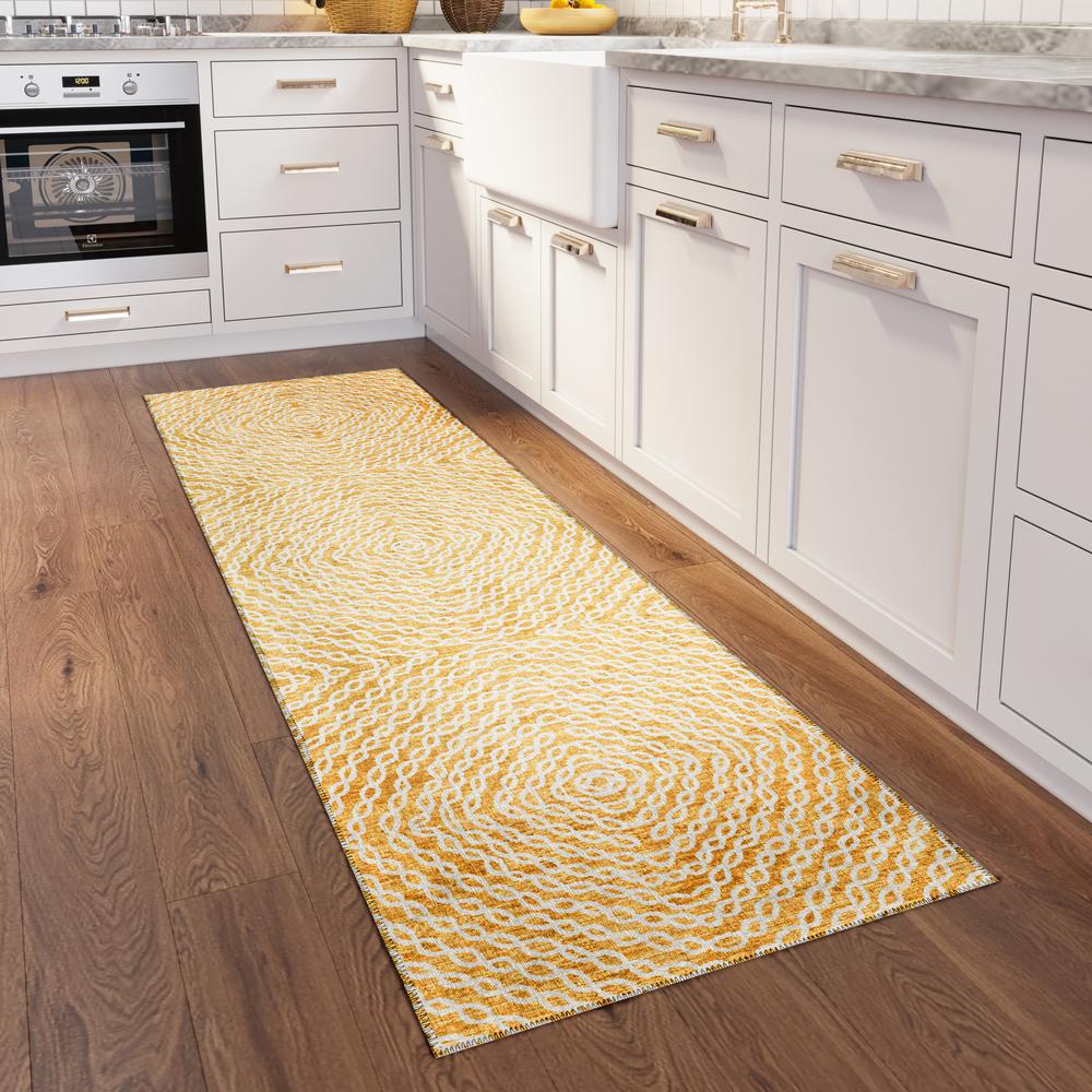 Bravado Gilded Transitional Geometric 2'3" x 7'6" Runner Rug Gilded ABV33. Picture 1