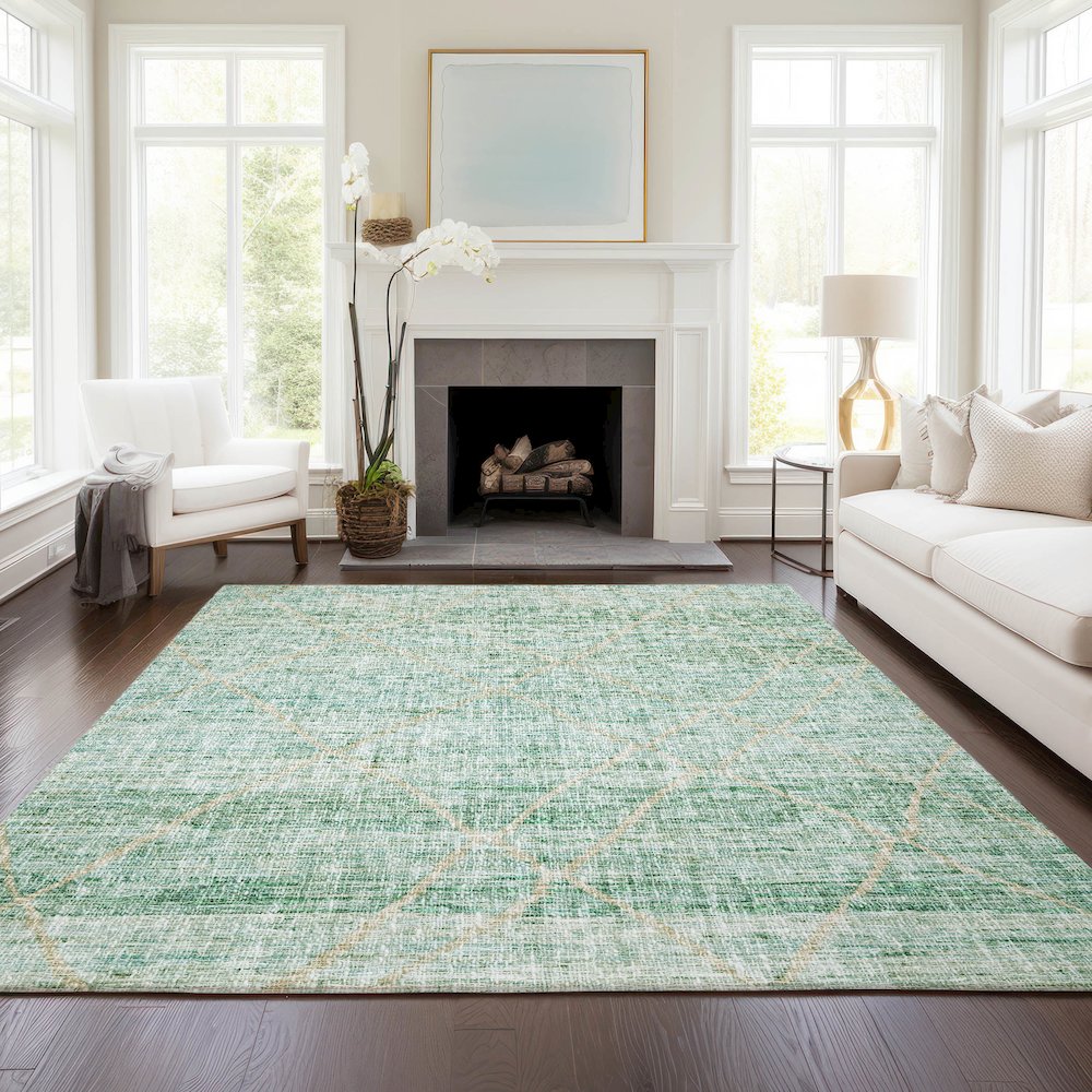 Luxury Washable Indoor/Outdoor Portico Aloe 2'6" x 3'10" Rug. Picture 5