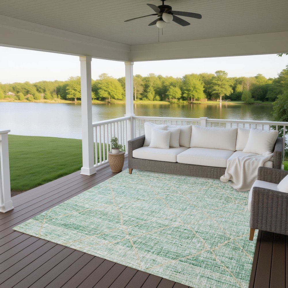 Luxury Washable Indoor/Outdoor Portico Aloe 2'6" x 3'10" Rug. Picture 6