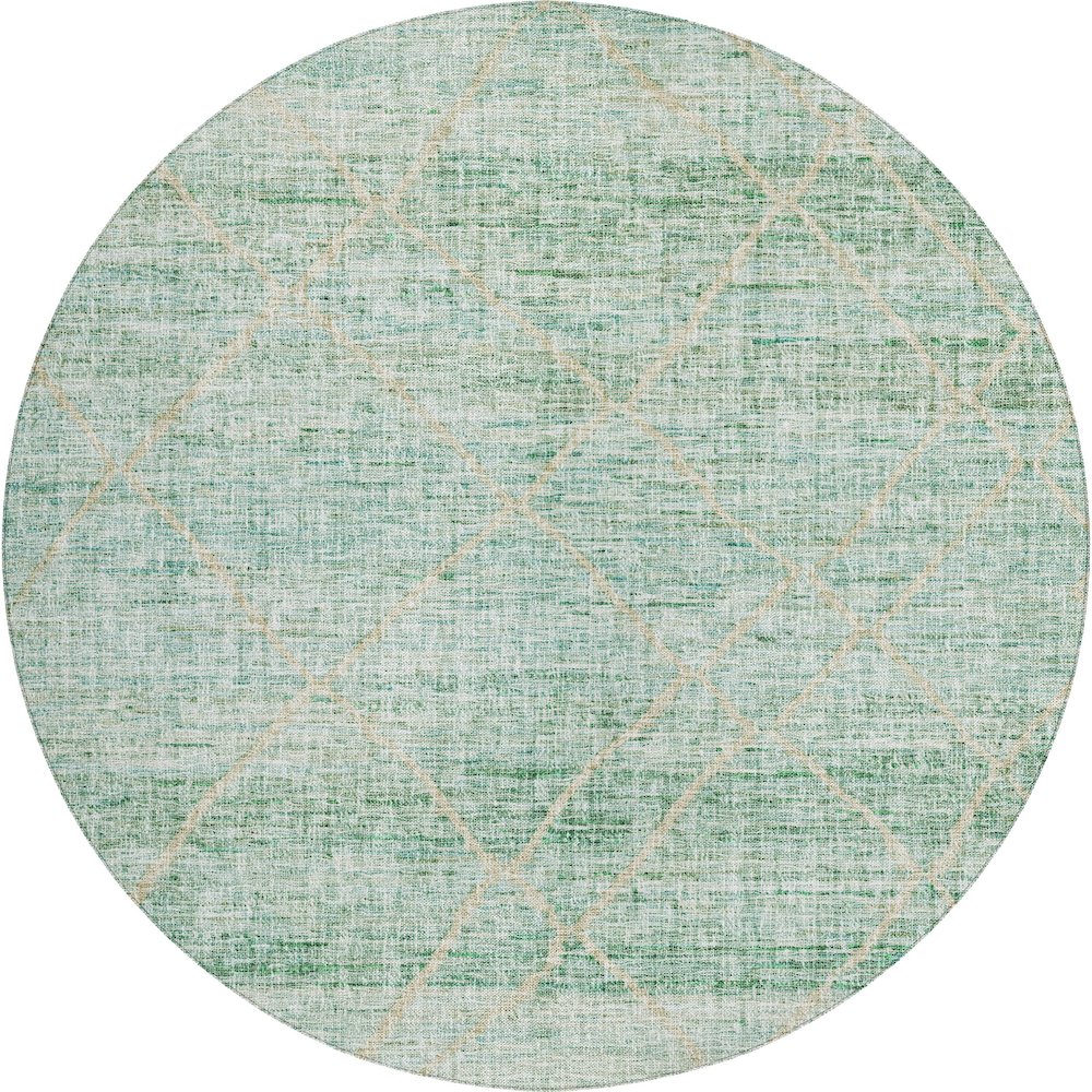 Luxury Washable Indoor/Outdoor Portico Aloe 8' x 8' Round Rug. Picture 1