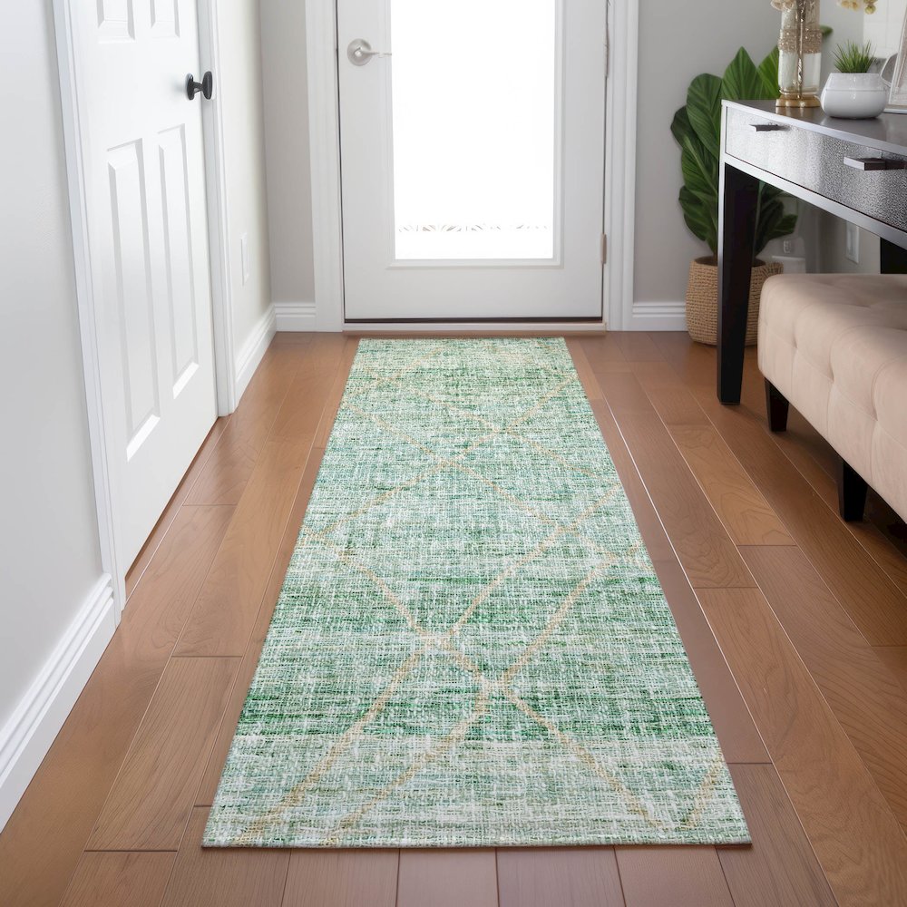 Luxury Washable Indoor/Outdoor Portico Aloe 2'3" x 7'6" Runner Rug. Picture 5