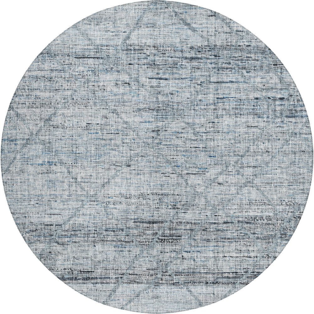 Luxury Washable Indoor/Outdoor Portico Blue 8' x 8' Round Rug. Picture 1