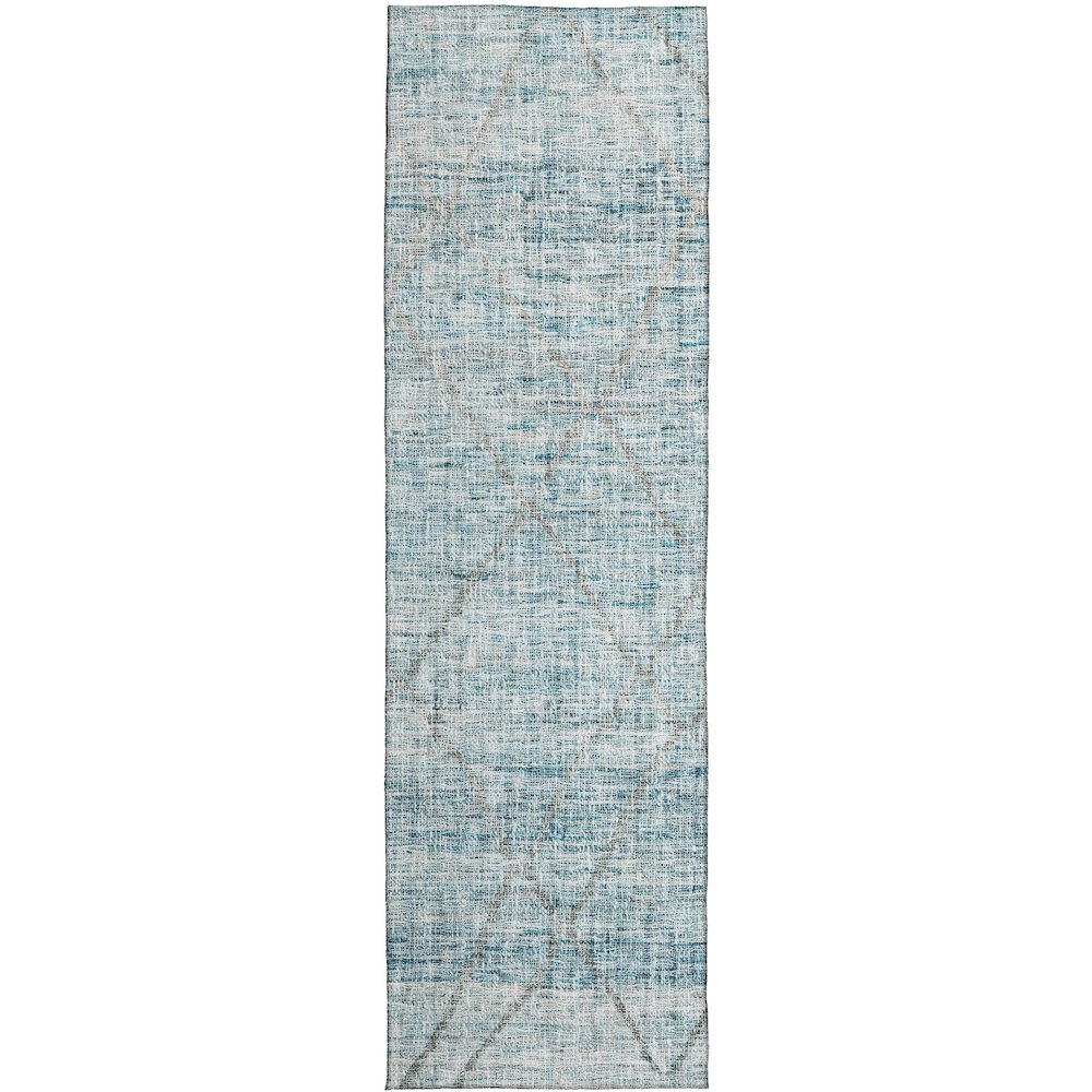Luxury Washable Indoor/Outdoor Portico Teal 2'3" x 7'6" Runner Rug. Picture 1