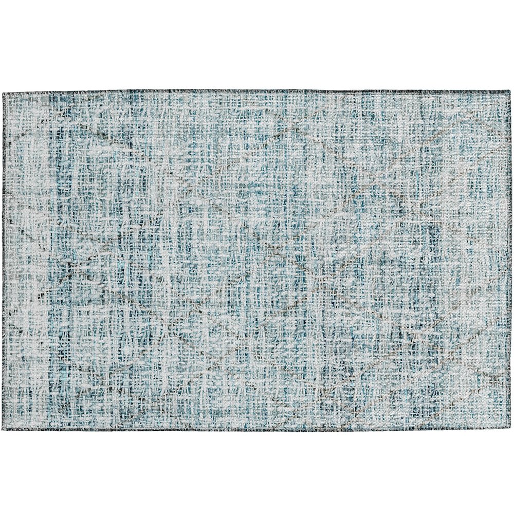 Luxury Washable Indoor/Outdoor Portico Teal 1'8" x 2'6" Rug. Picture 1