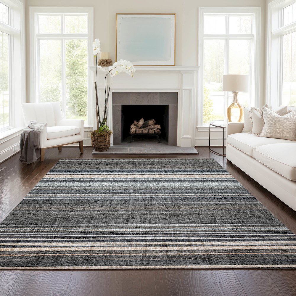 Luxury Washable Indoor/Outdoor Portico Chocolate 2'6" x 3'10" Rug. Picture 5
