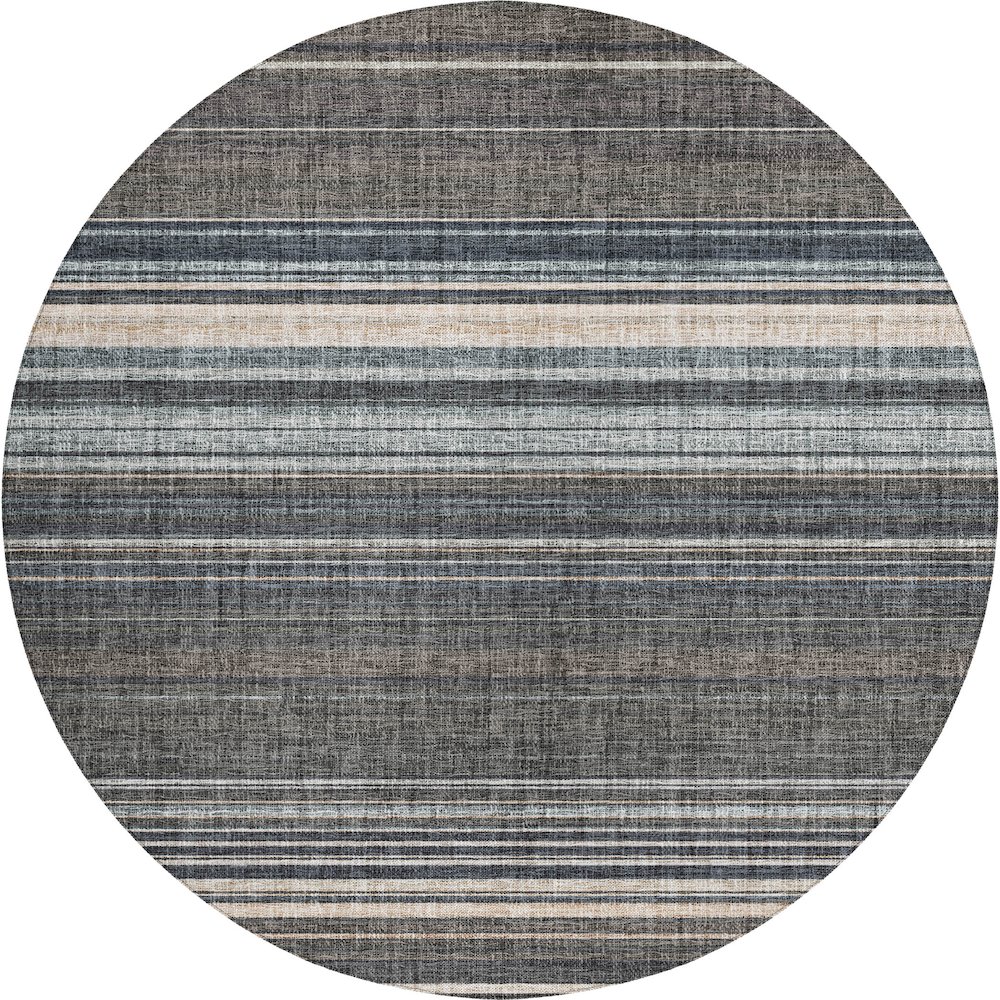 Luxury Washable Indoor/Outdoor Portico Chocolate 8' x 8' Round Rug. Picture 1