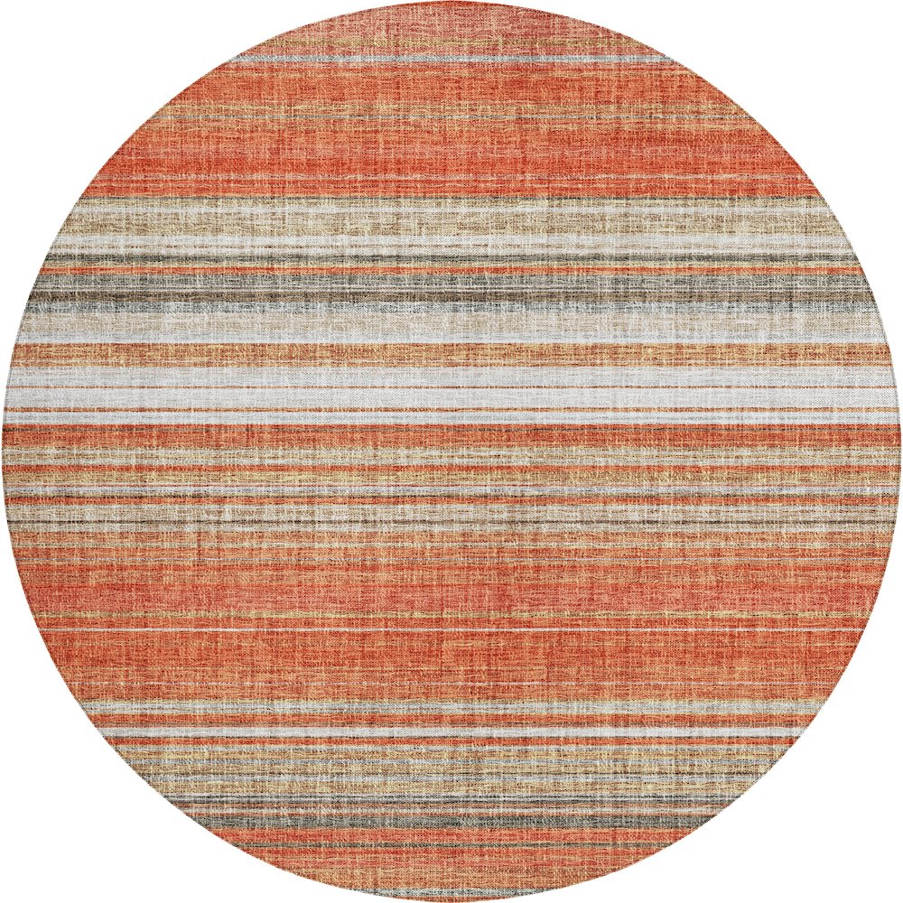 Luxury Washable Indoor/Outdoor Portico Coral 8' x 8' Round Rug. Picture 1