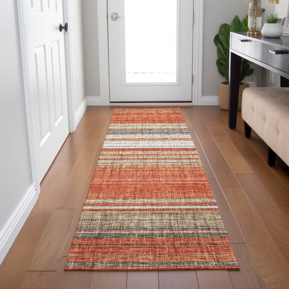 Luxury Washable Indoor/Outdoor Portico Coral 2'3" x 7'6" Runner Rug. Picture 5