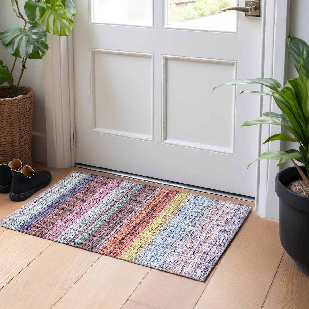 Luxury Washable Indoor/Outdoor Portico Lavender 1'8" x 2'6" Rug. Picture 5