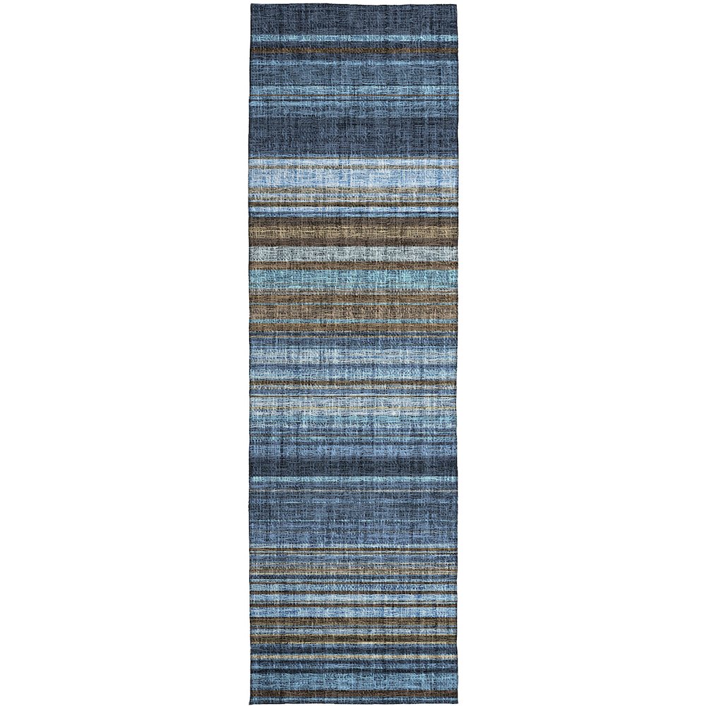 Luxury Washable Indoor/Outdoor Portico Navy 2'3" x 7'6" Runner Rug. Picture 1