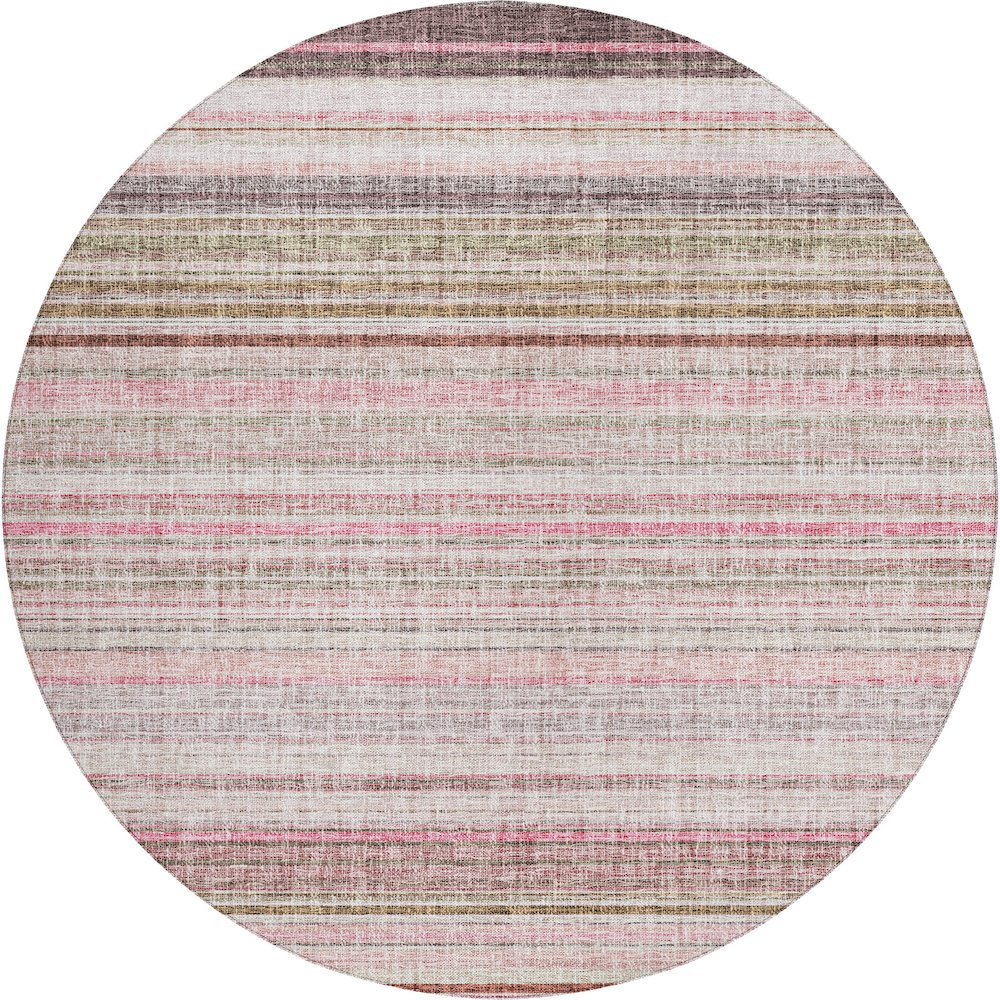 Luxury Washable Indoor/Outdoor Portico Pink 8' x 8' Round Rug. Picture 1