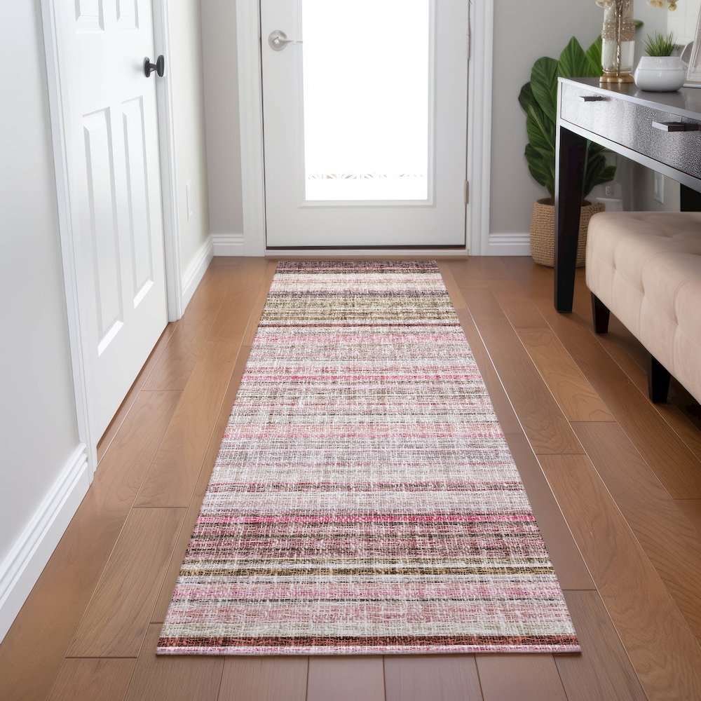 Luxury Washable Indoor/Outdoor Portico Pink 2'3" x 7'6" Runner Rug. Picture 5