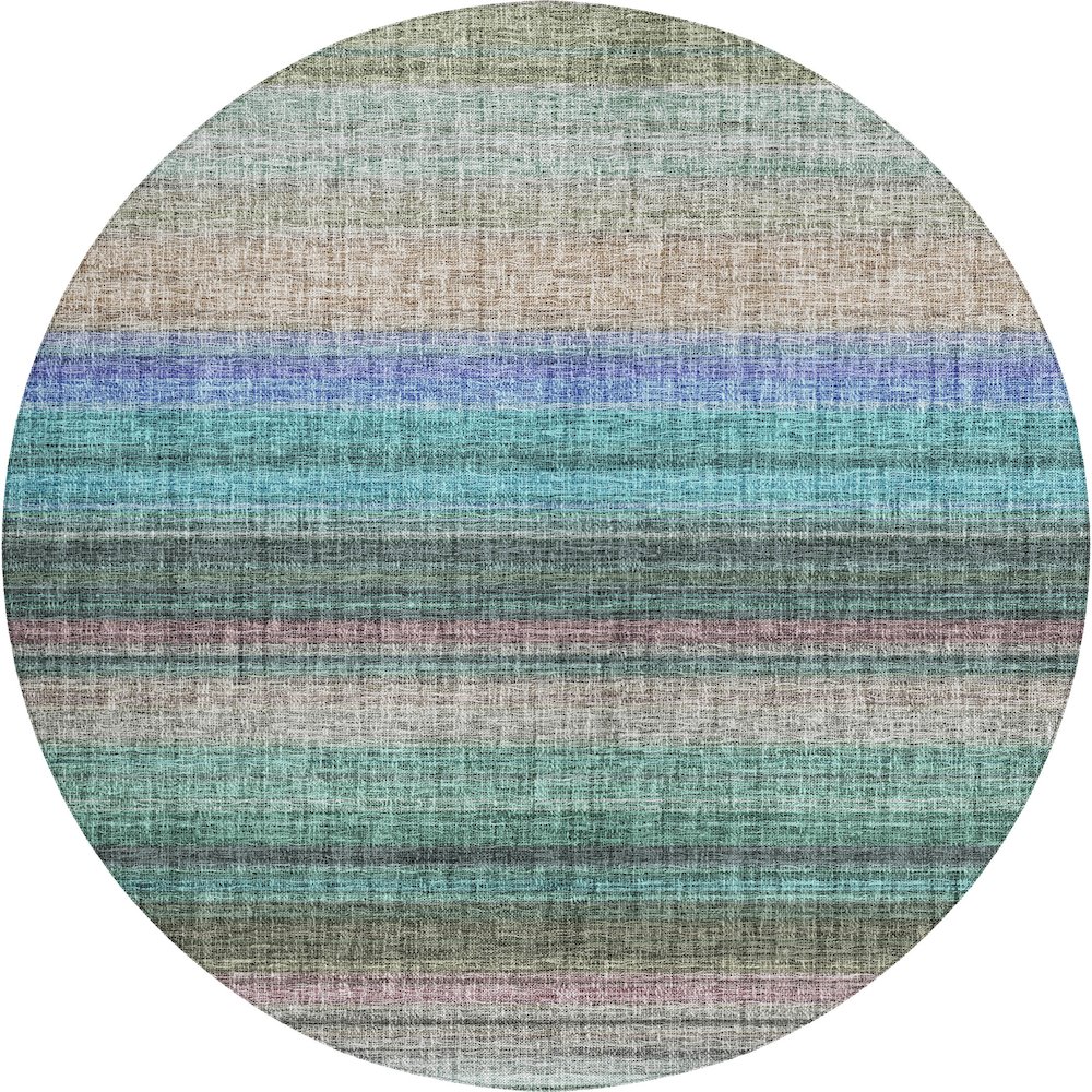 Luxury Washable Indoor/Outdoor Portico Sage 8' x 8' Round Rug. Picture 1