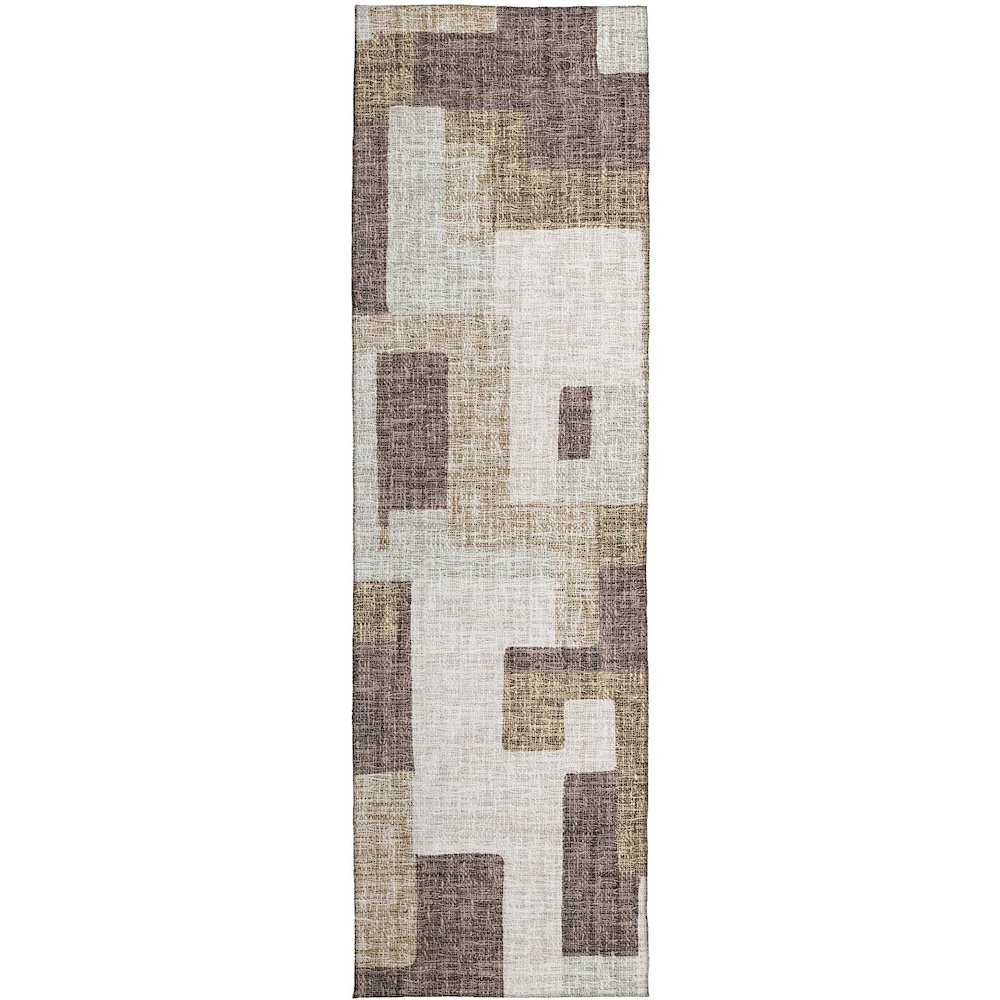 Luxury Washable Indoor/Outdoor Portico Brown 2'3" x 7'6" Runner Rug. Picture 1