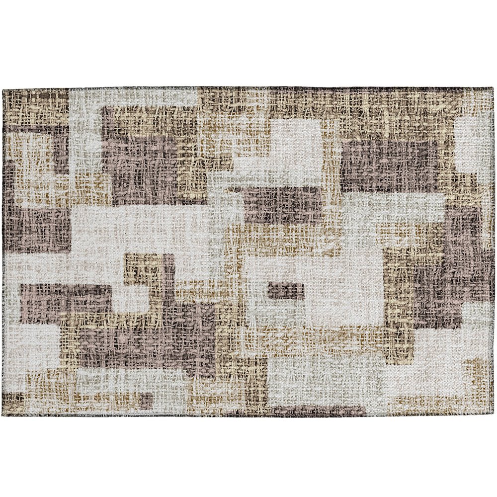 Luxury Washable Indoor/Outdoor Portico Brown 1'8" x 2'6" Rug. Picture 1