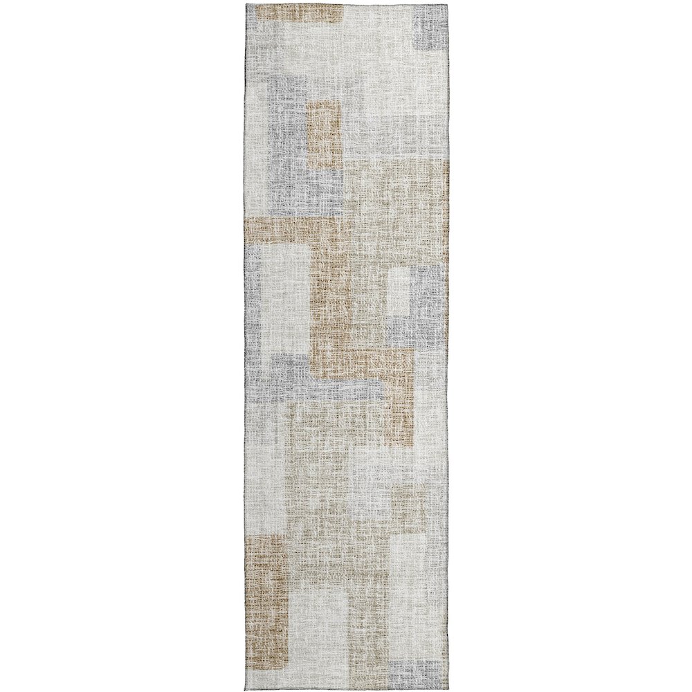 Luxury Washable Indoor/Outdoor Portico Ivory 2'3" x 7'6" Runner Rug. Picture 1