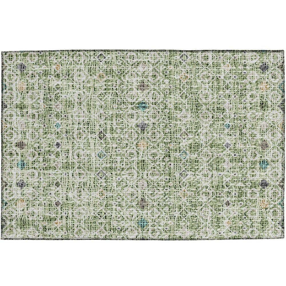 Luxury Washable Indoor/Outdoor Portico Aloe 1'8" x 2'6" Rug. Picture 1