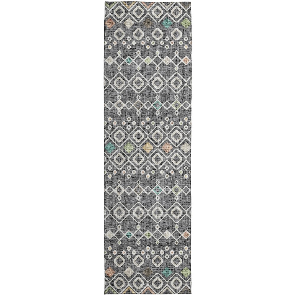 Luxury Washable Indoor/Outdoor Portico Gray 2'3" x 7'6" Runner Rug. Picture 1