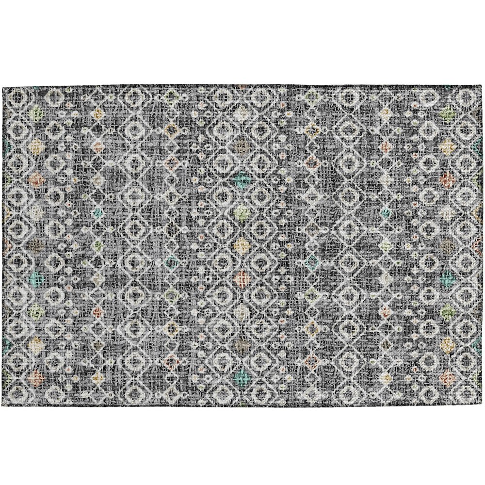 Luxury Washable Indoor/Outdoor Portico Gray 1'8" x 2'6" Rug. Picture 1